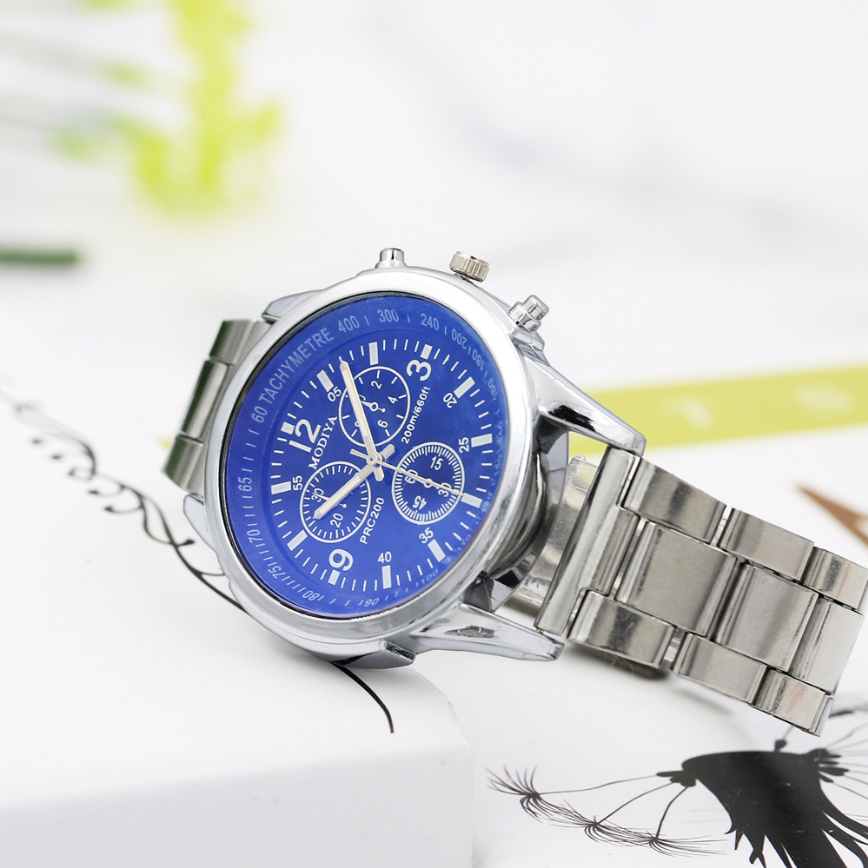 Men's Quartz Watch with Blue Light Steel Band Gift