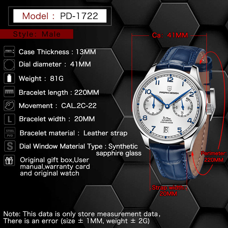 Stainless Steel Men's Mechanical Calendar Watch