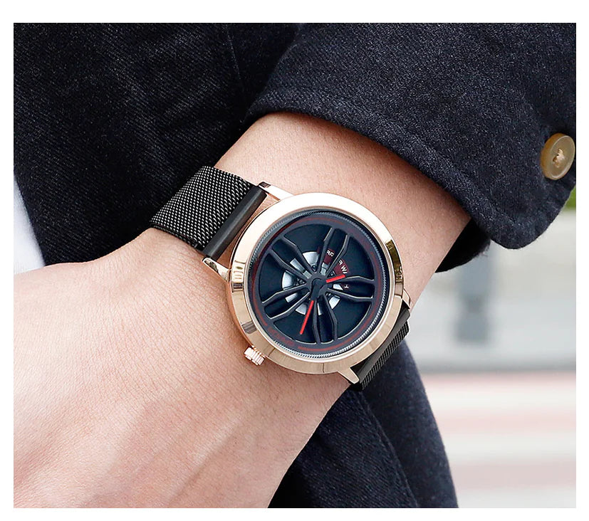 Quartz Watch with Mesh Band and Stylish Design
