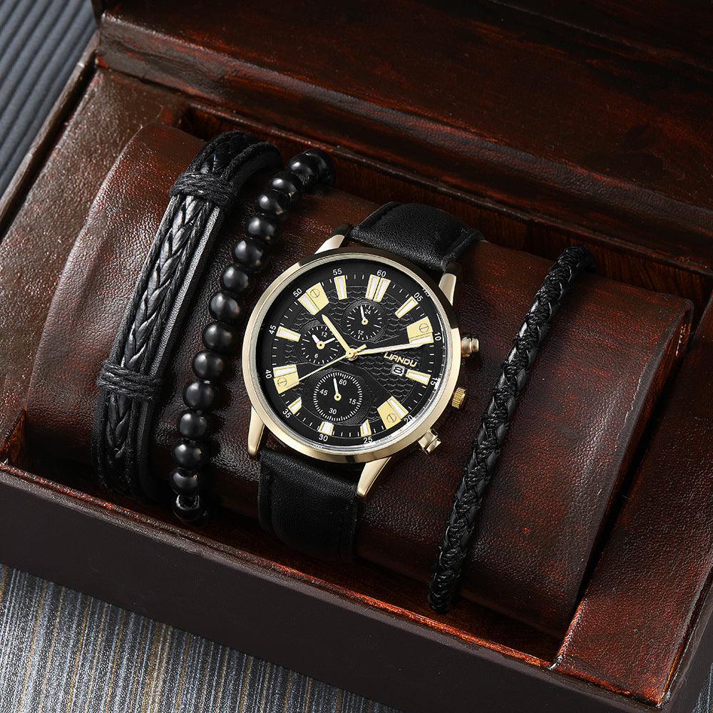 LIANDU Men's Quartz Calendar Watch Set for Sports