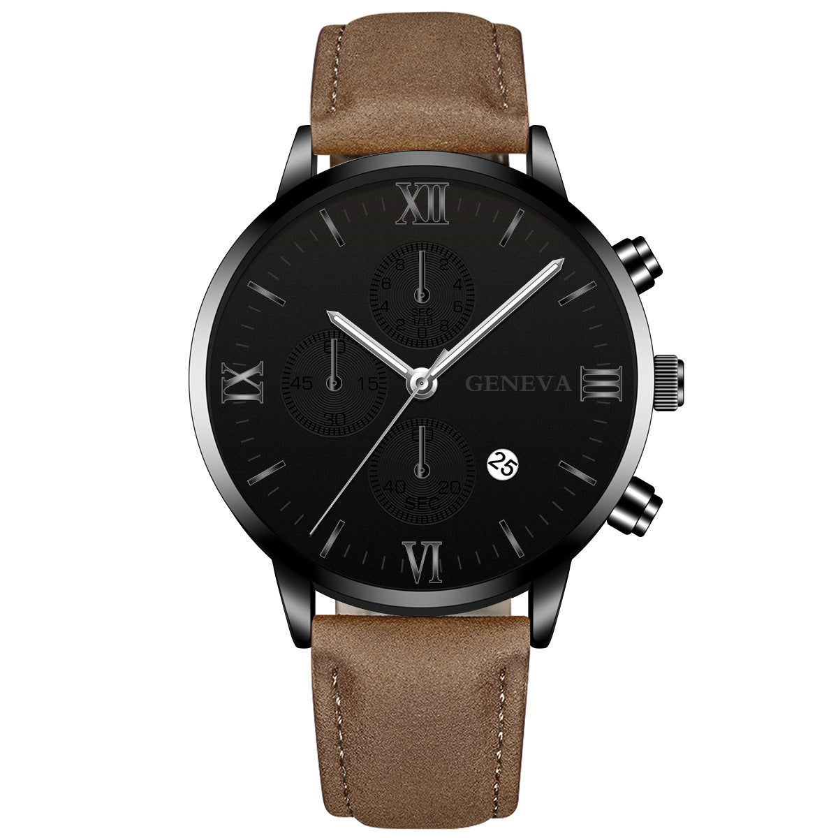 2019 Fashion Men's Three-Eye Geneva Quartz Watch