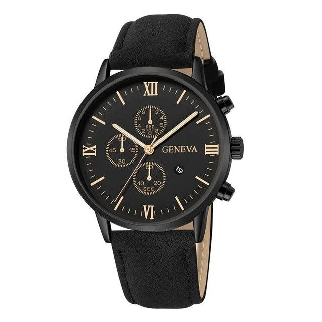 2019 Fashion Men's Three-Eye Geneva Quartz Watch