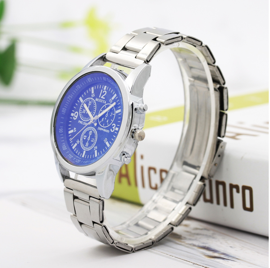 Men's Quartz Watch with Blue Light Steel Band Gift