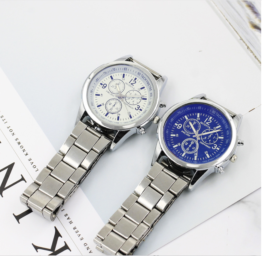 Men's Quartz Watch with Blue Light Steel Band Gift