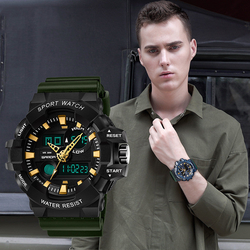 Men's Sports Waterproof Electronic Watch with Dual Display