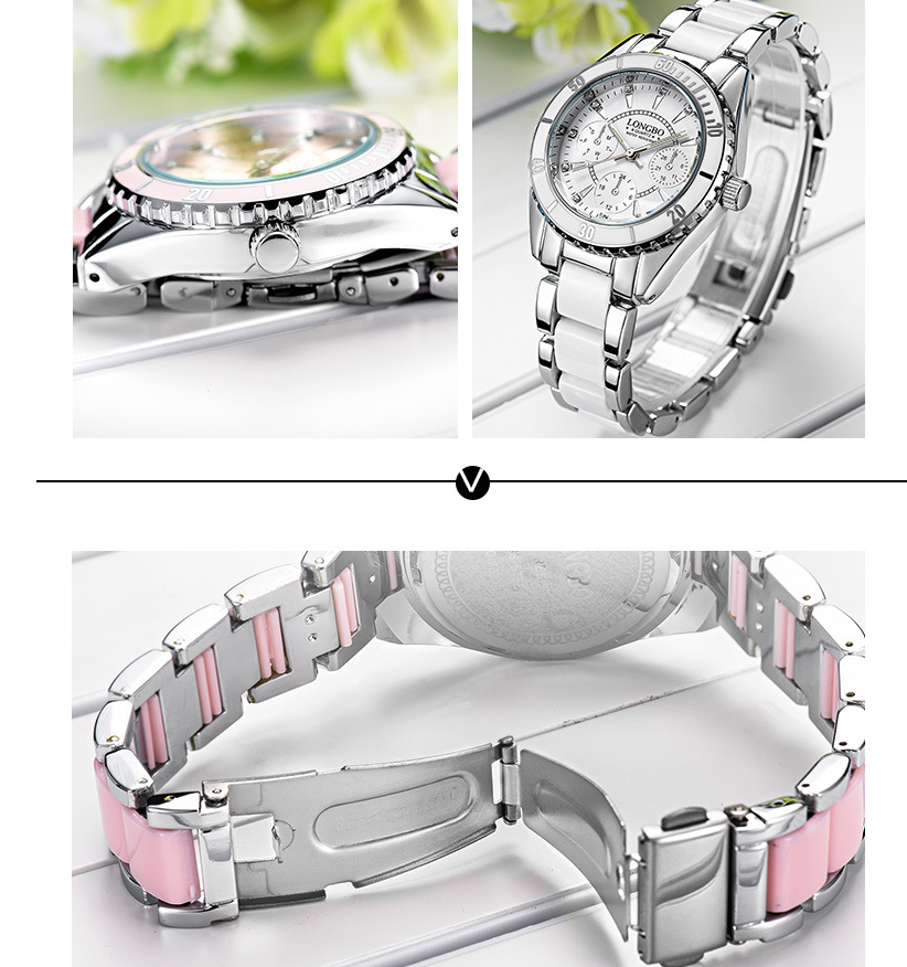 Three-Eye Steel Band Quartz Women's Watch