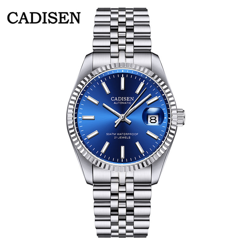 Stylish Men's Mechanical Watch with Calendar and Luminous Steel
