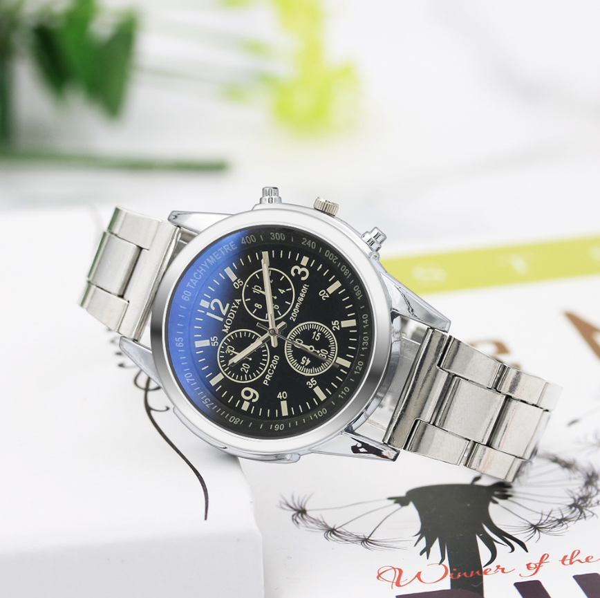 Men's Quartz Watch with Blue Light Steel Band Gift