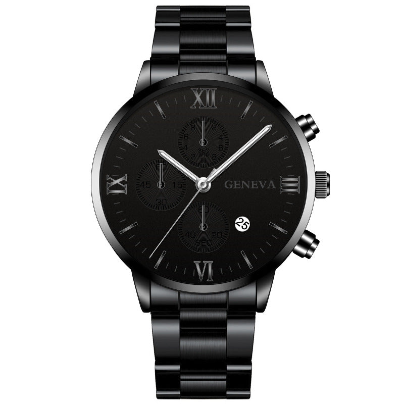 Stainless Steel Three-Eye Quartz Watch