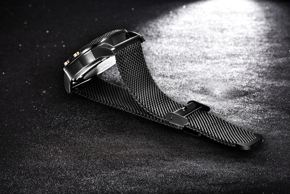 Quartz Three-Eye Watch with Steel Band and Waterproof