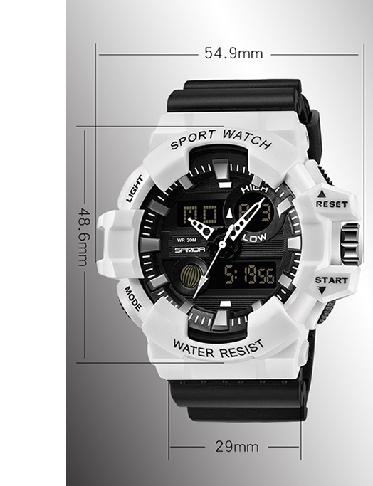 Men's Sports Waterproof Electronic Watch with Dual Display