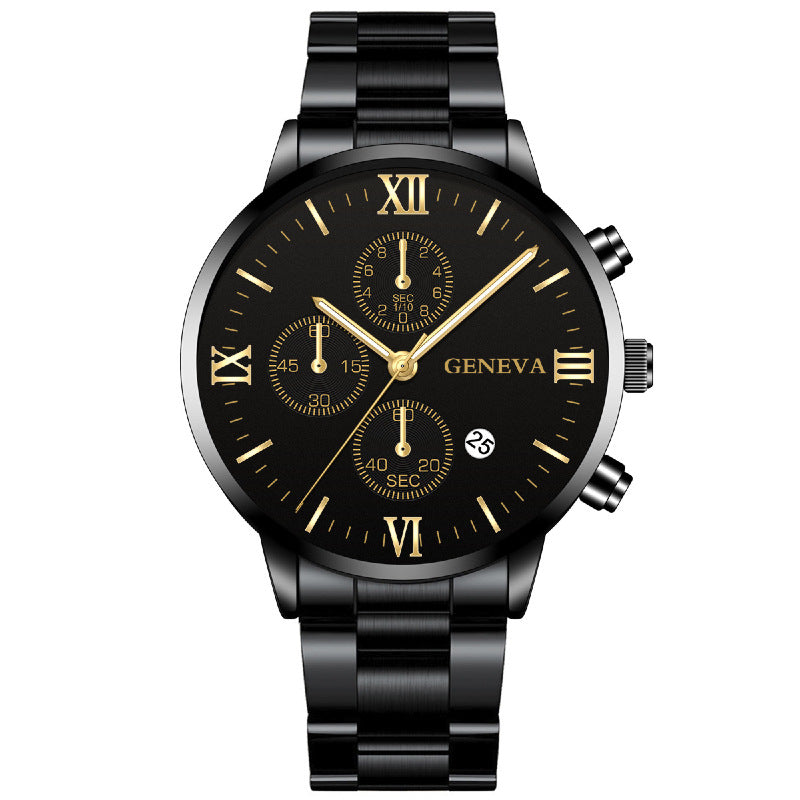 Stainless Steel Three-Eye Quartz Watch