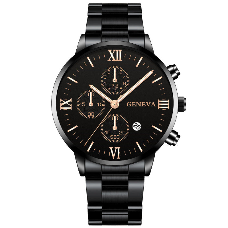 Stainless Steel Three-Eye Quartz Watch