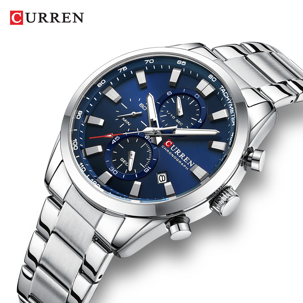 Curren 8445 Men's Quartz Watch with Calendar and Steel Band