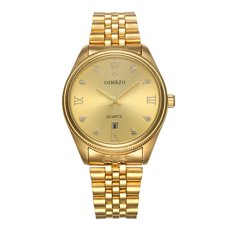 Luxury Men's Steel Band Quartz Watch with Calendar