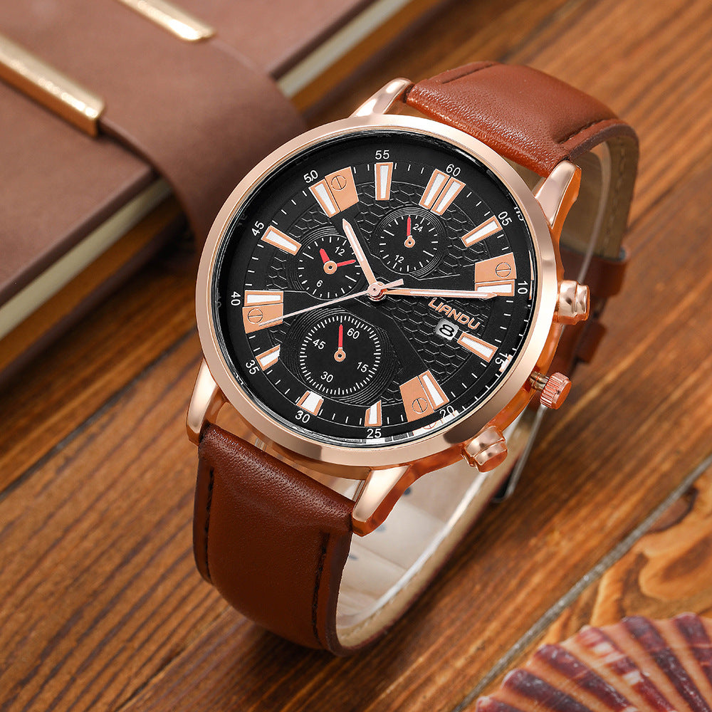 LIANDU Men's Quartz Calendar Watch Set for Sports