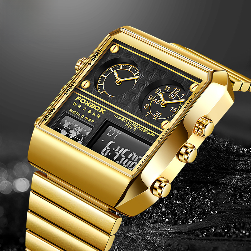 FOXBOX/LIGE Men's Dual Display Quartz Sports Watch