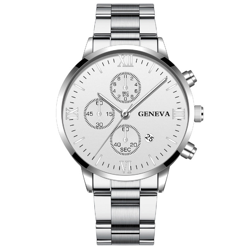 Stainless Steel Three-Eye Quartz Watch