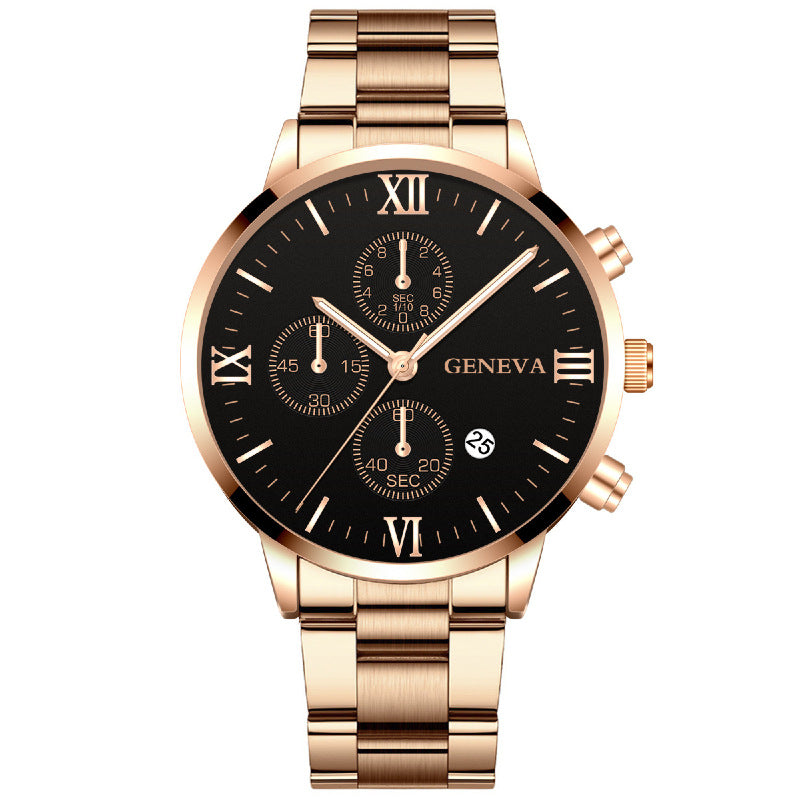 Stainless Steel Three-Eye Quartz Watch