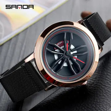 Quartz Watch with Mesh Band and Stylish Design