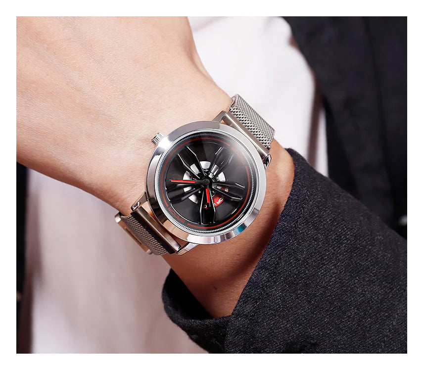 Quartz Watch with Mesh Band and Stylish Design