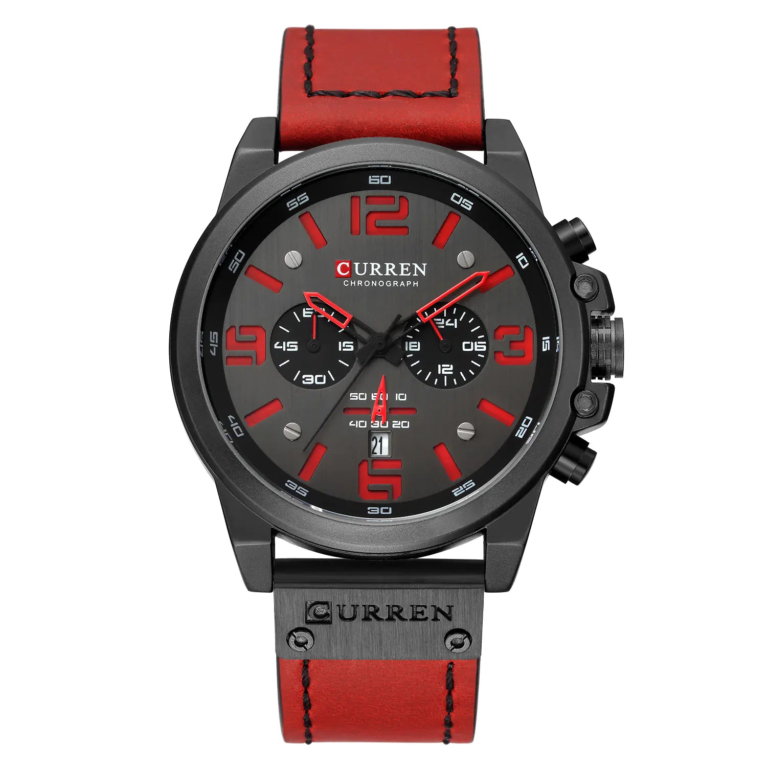 6-Needle Quartz Watch with Calendar and Waterproof Strap