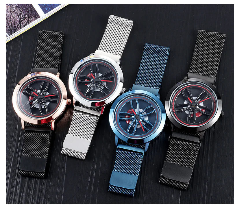 Quartz Watch with Mesh Band and Stylish Design