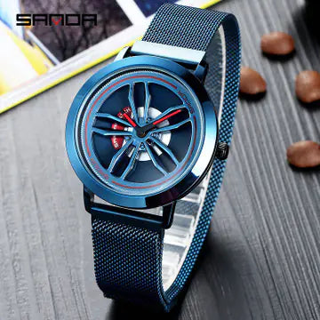 Quartz Watch with Mesh Band and Stylish Design