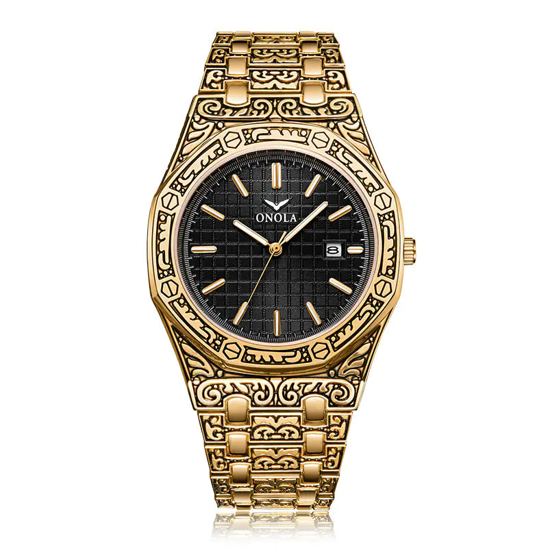 ONOLA Men's Waterproof Quartz Watch with Steel Band