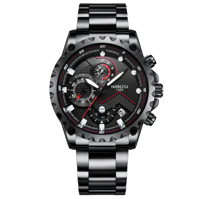Men's Quartz Watch with Steel Band and Waterproof Design