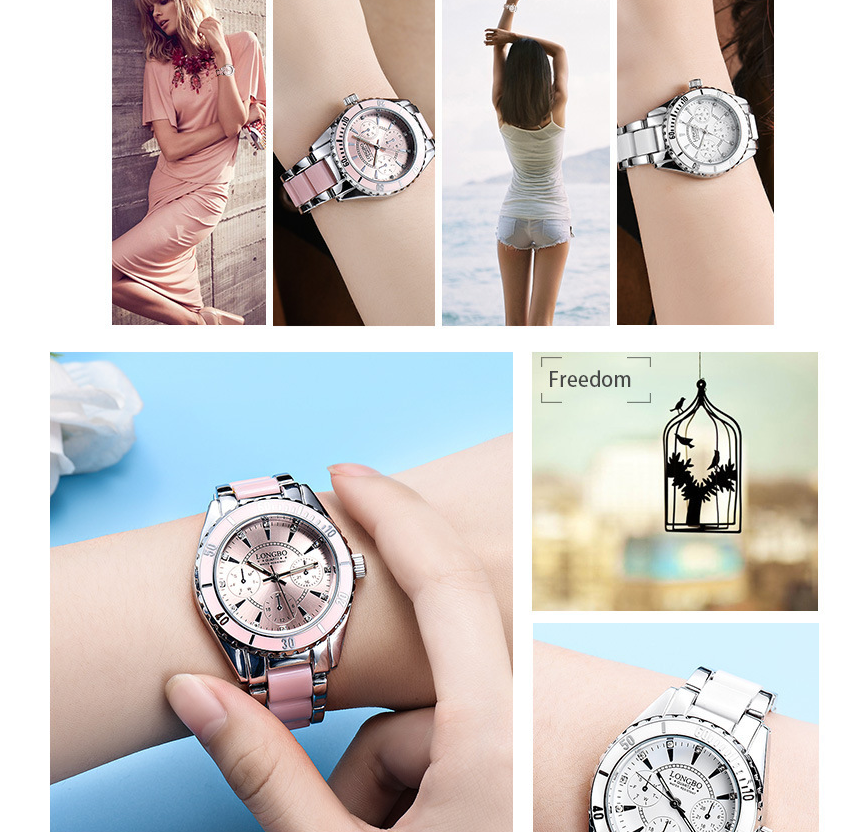 Three-Eye Steel Band Quartz Women's Watch