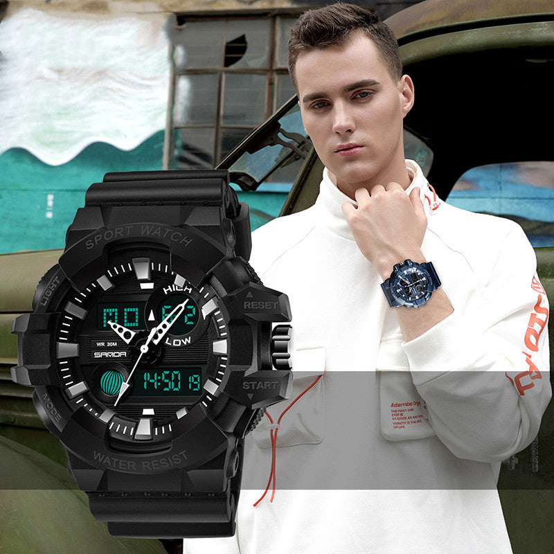 Men's Sports Waterproof Electronic Watch with Dual Display