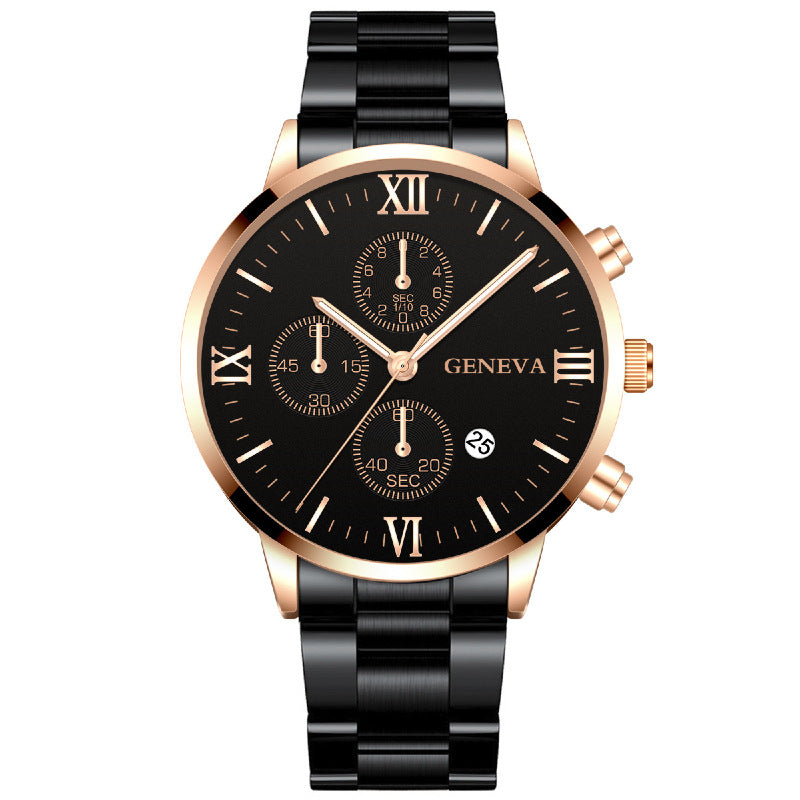 Stainless Steel Three-Eye Quartz Watch