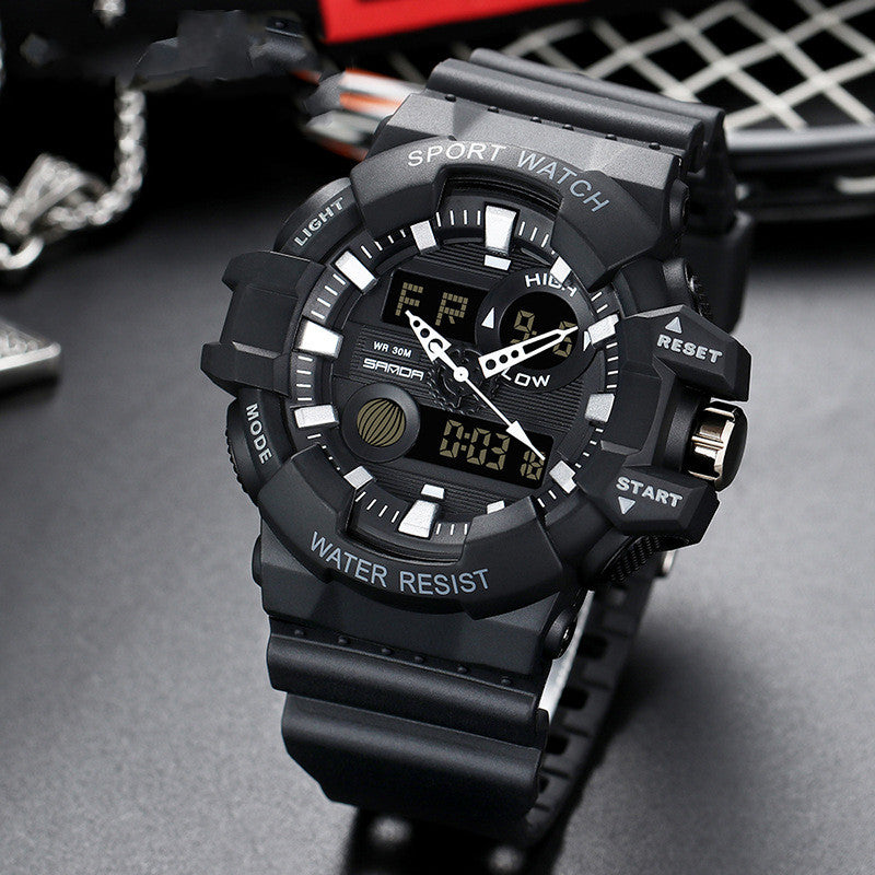 Men's Sports Waterproof Electronic Watch with Dual Display