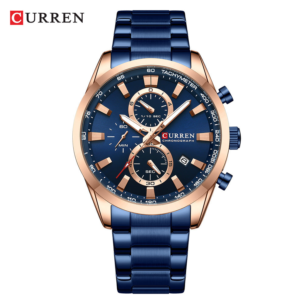 Curren 8445 Men's Quartz Watch with Calendar and Steel Band