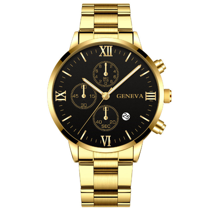 Stainless Steel Three-Eye Quartz Watch