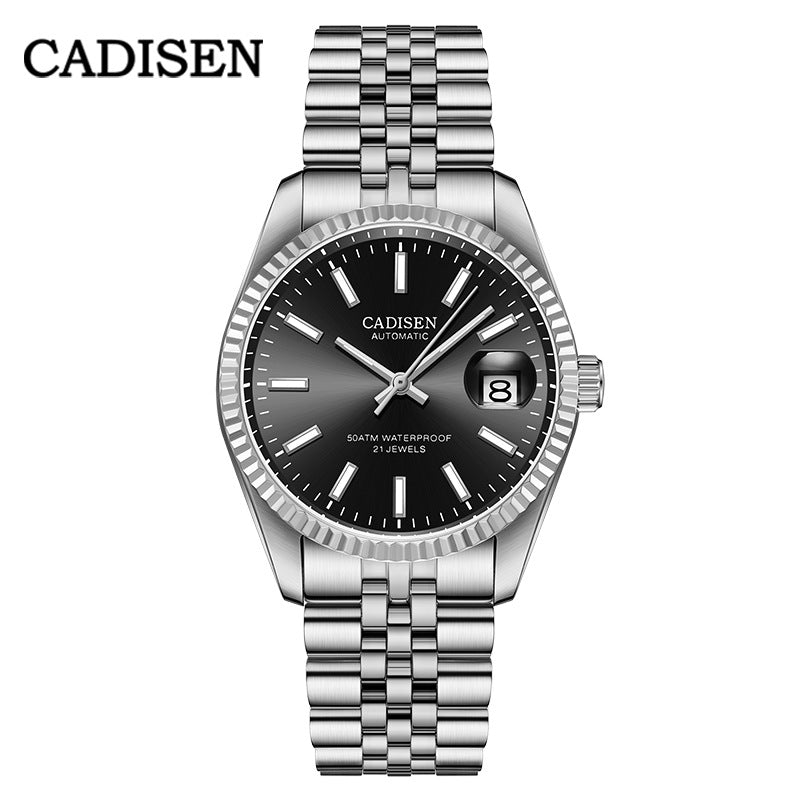 Stylish Men's Mechanical Watch with Calendar and Luminous Steel