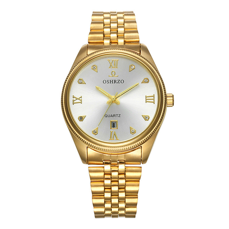 Luxury Men's Steel Band Quartz Watch with Calendar