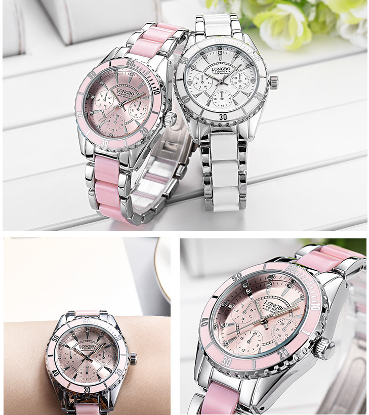 Three-Eye Steel Band Quartz Women's Watch