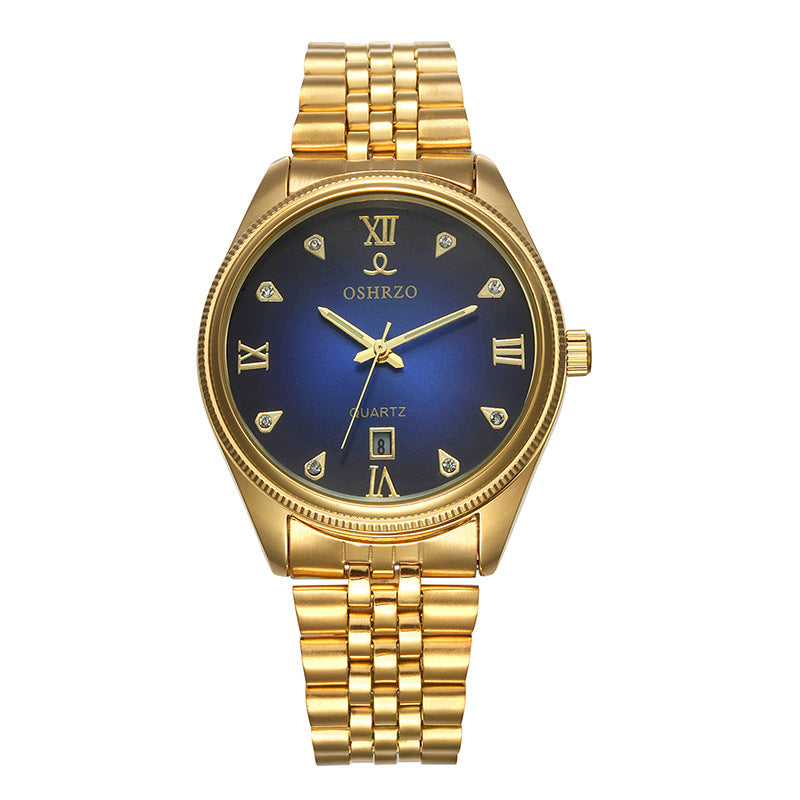 Luxury Men's Steel Band Quartz Watch with Calendar
