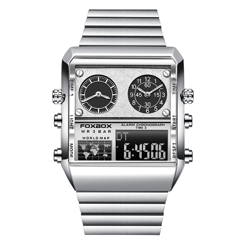 FOXBOX/LIGE Men's Dual Display Quartz Sports Watch