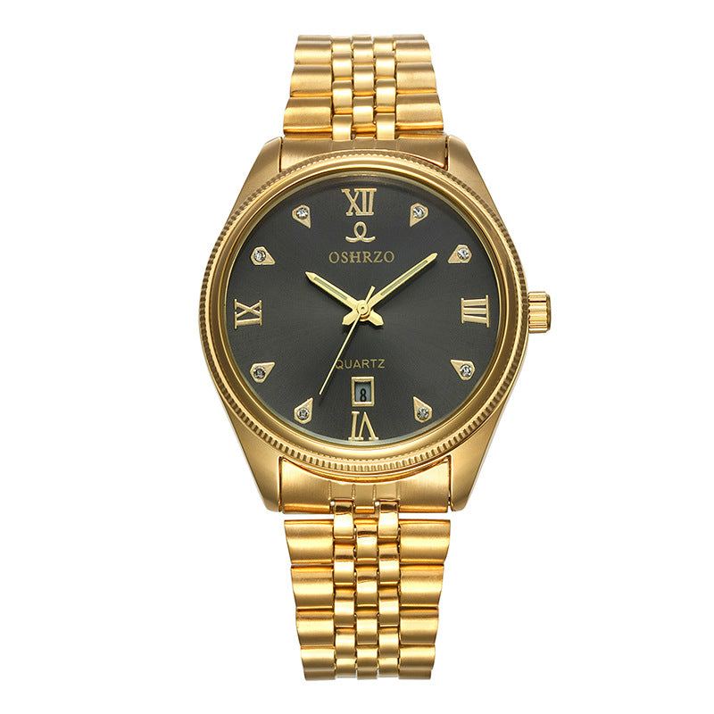 Luxury Men's Steel Band Quartz Watch with Calendar