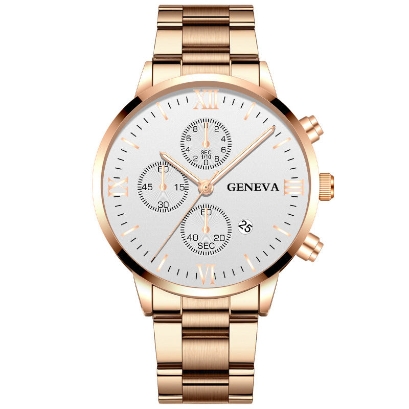 Stainless Steel Three-Eye Quartz Watch