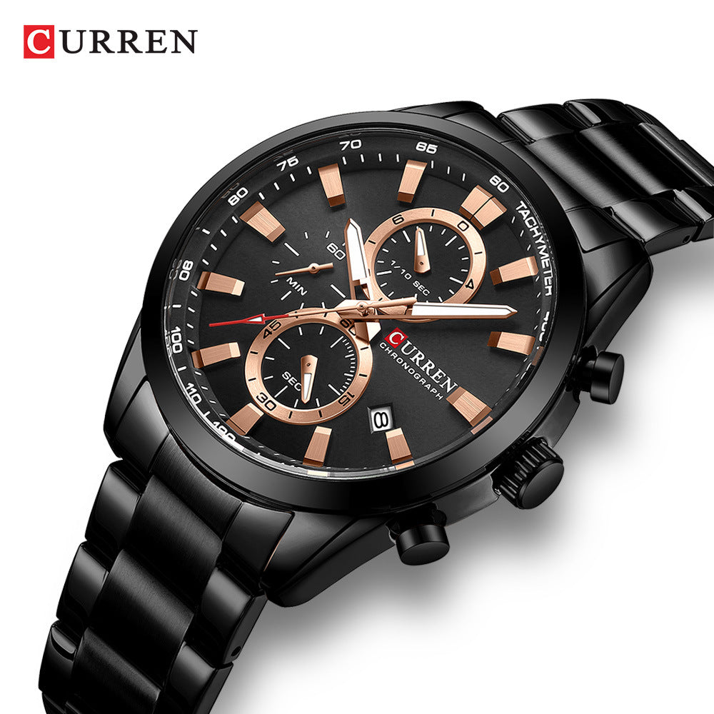 Curren 8445 Men's Quartz Watch with Calendar and Steel Band