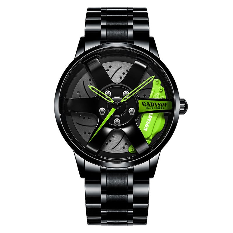 Men's Quartz Watch with Steel Band and Hollow Wheels