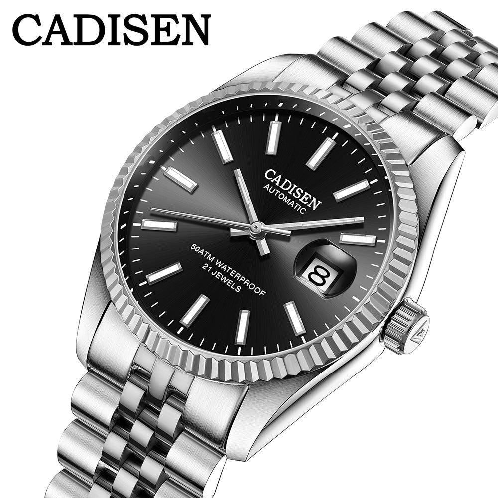 Stylish Men's Mechanical Watch with Calendar and Luminous Steel