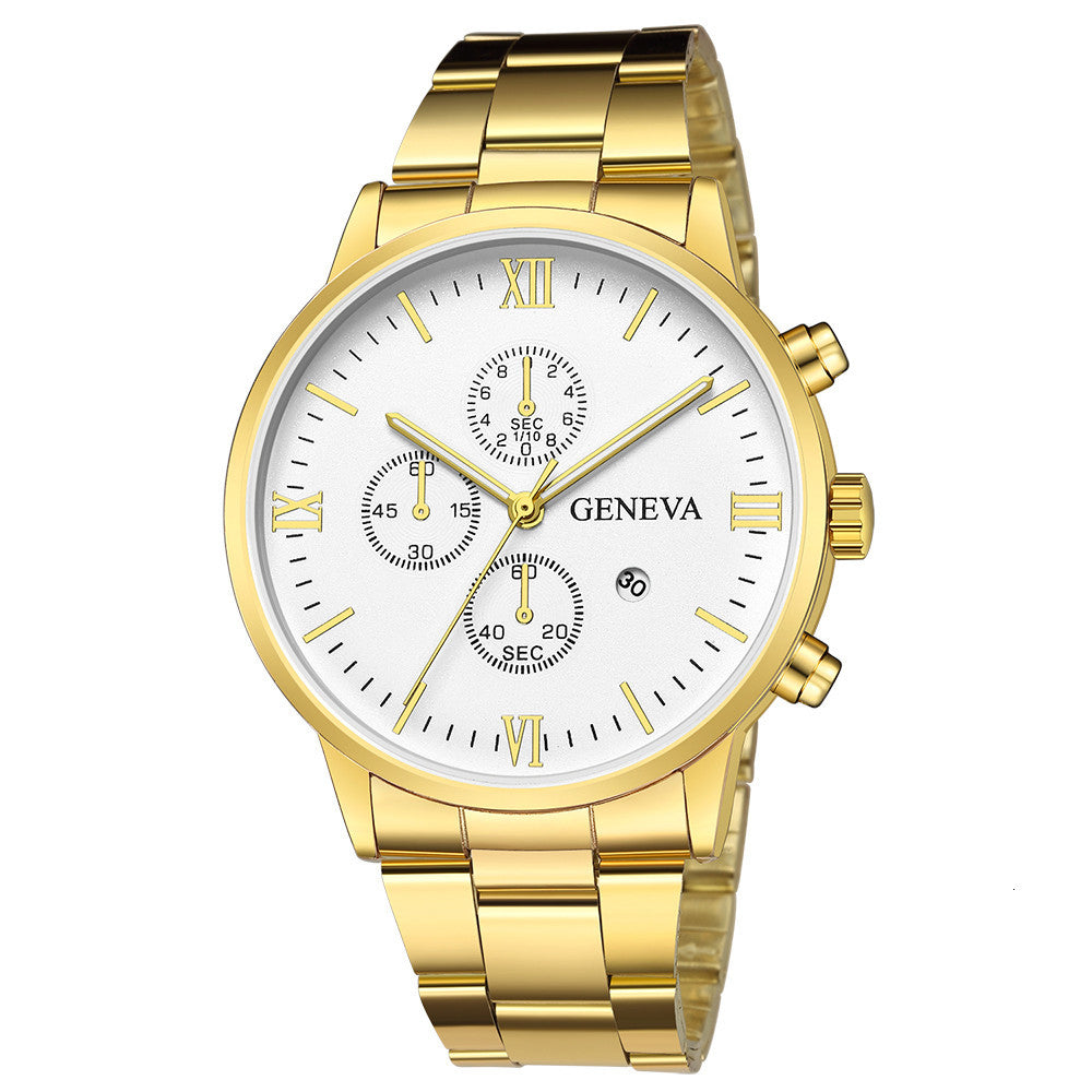 Stainless Steel Three-Eye Quartz Watch