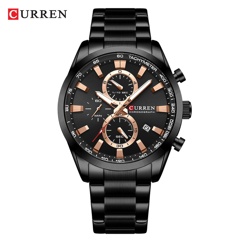 Curren 8445 Men's Quartz Watch with Calendar and Steel Band