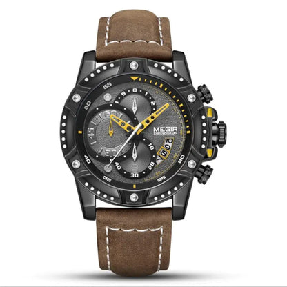 Leather Sports Quartz Chronograph Watch