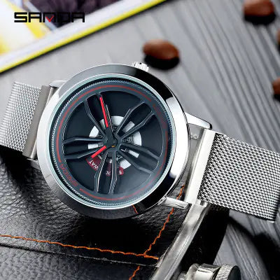 Quartz Watch with Mesh Band and Stylish Design